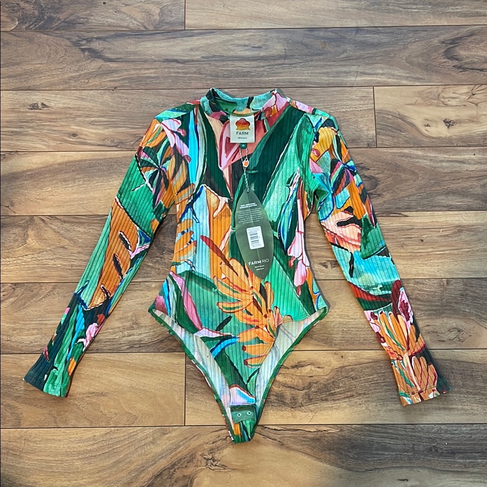 Farm Rio Tropical Long Sleeve One Piece